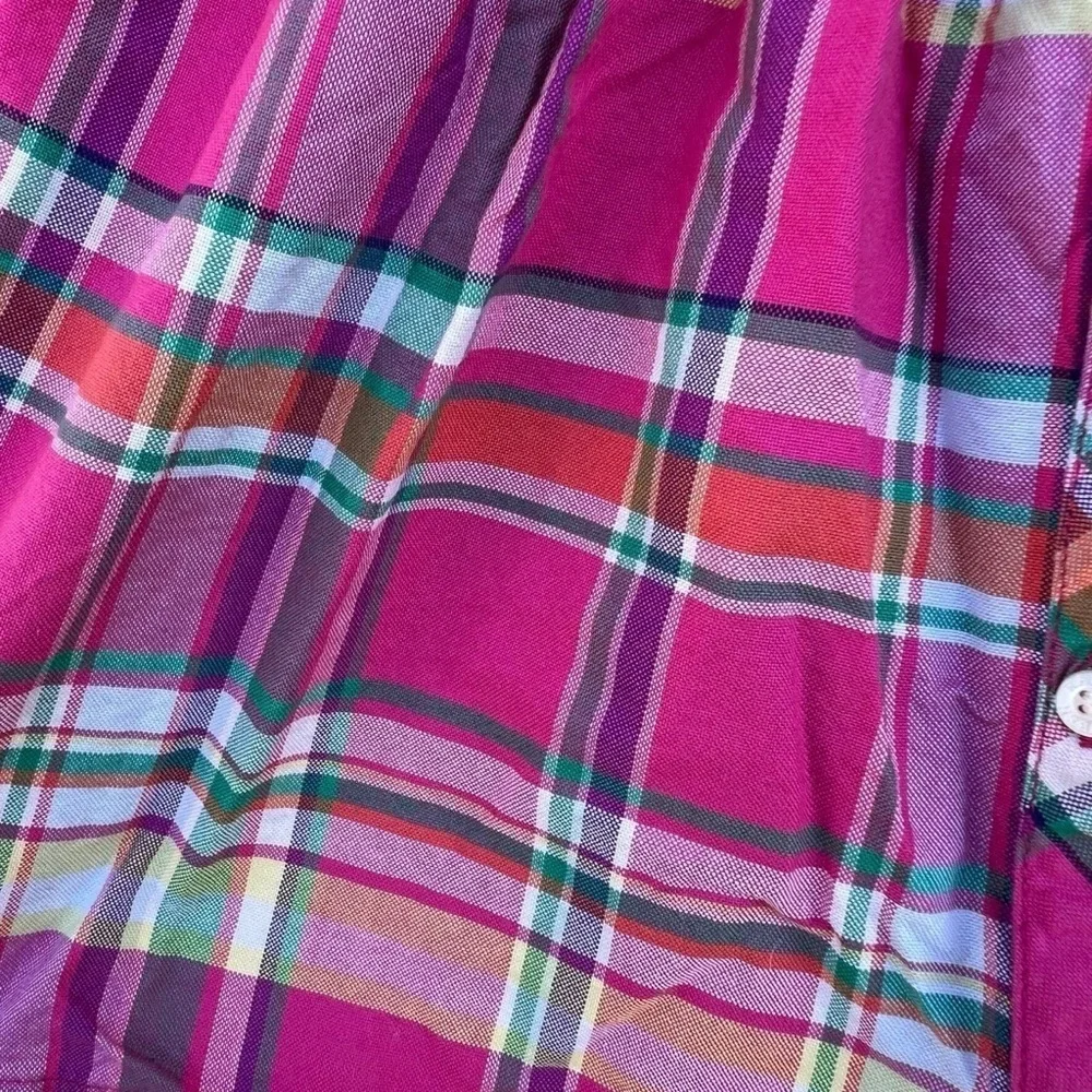 Ralph Lauren Plaid Ruffle Button Front Shirt Dress Pink 12 Mos GUC